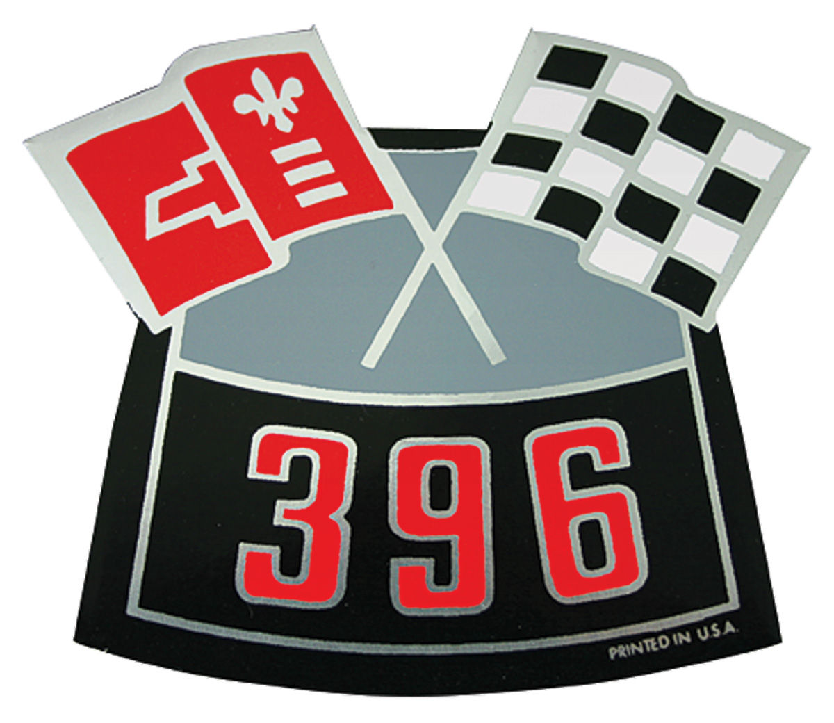 Chevelle Air Cleaner Decal, Crossed Flags 396 Fits 196477 Chevelle