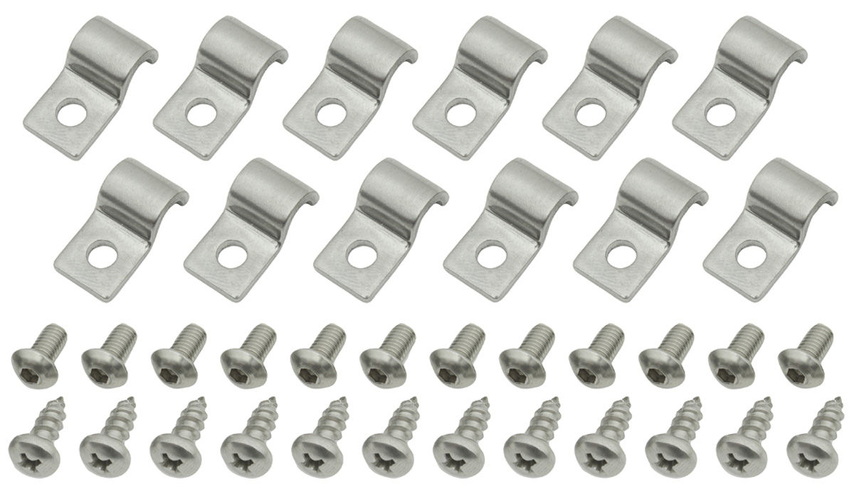 Fuel & Brake Line Clamps (Stainless Steel) SingleTube 1/4" Fits 1961