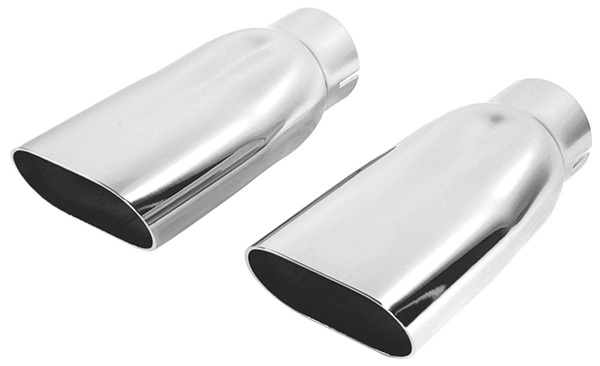 RESTOPARTS Chevelle Exhaust Tips, 196972 Oval Chrome 21/2"