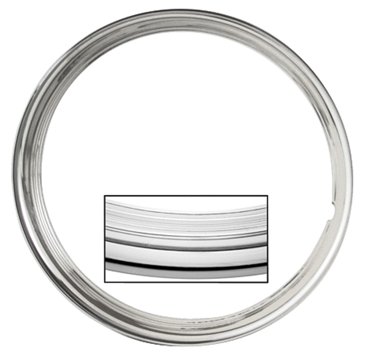 Chevelle Wheel Trim Rings, Reproduction Stainless Rally Stepped Lip 15" x 7" SS (23/8" deep