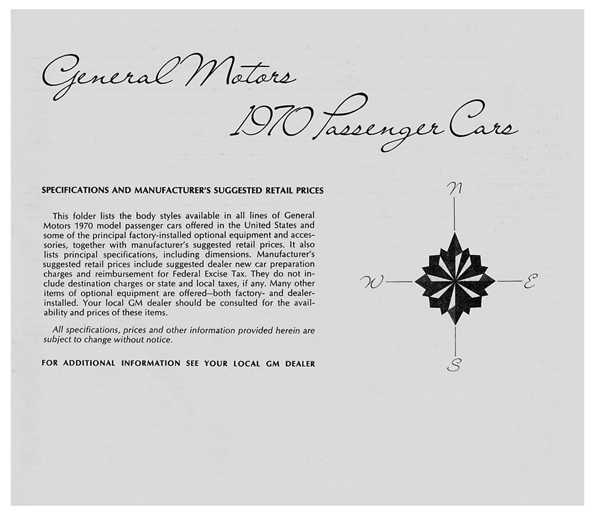 Suggested Retail Price Listing Gm Manufacturers Fits 1970