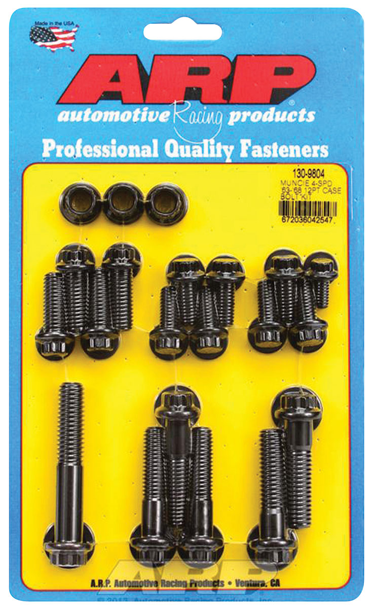 ARP GTO Transmission Case Bolts, Muncie 4Speed Black Oxide 12pt. head
