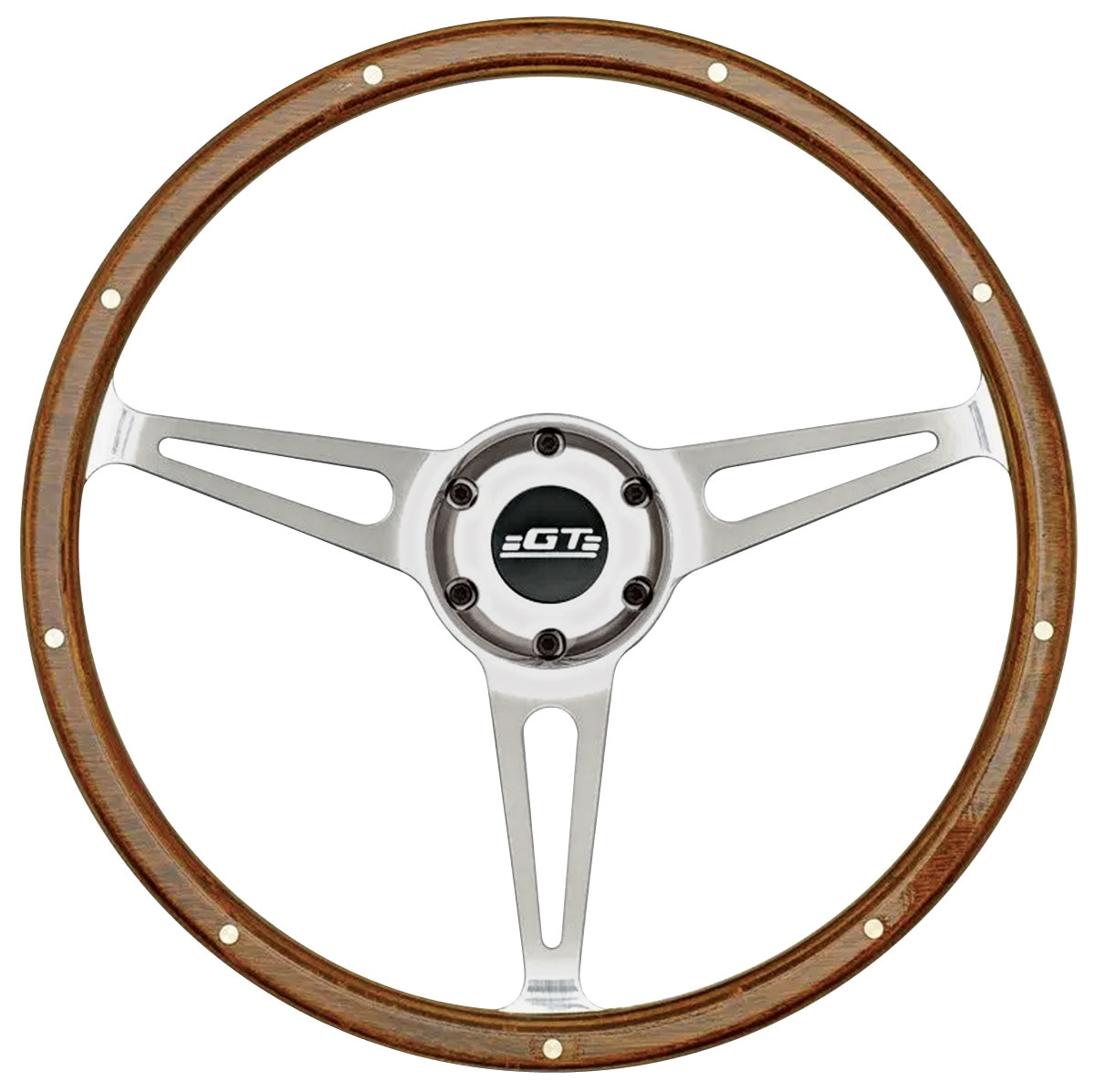 GT Performance Retro Cobra GT3 Wood Steering Wheel Kit polished, late