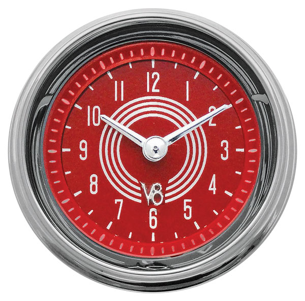 Classic Instruments Dash Clock V8 Red Steelie Fits 196477 Chevelle