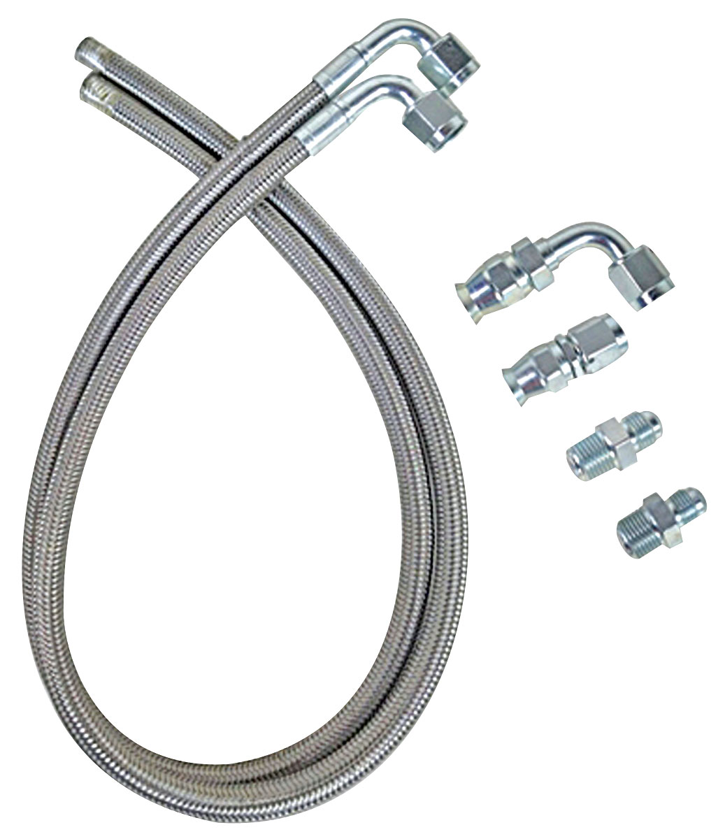 Eddie Motorsports Power Steering Hoses, Braided Stainless W/Attached