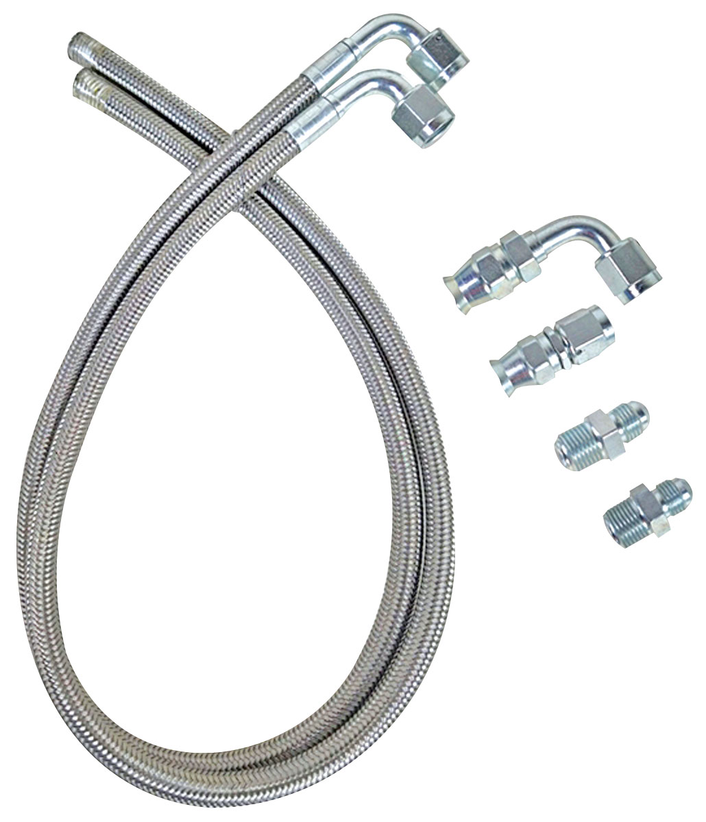 Eddie Motorsports Power Steering Hoses, Braided Stainless W/Attached