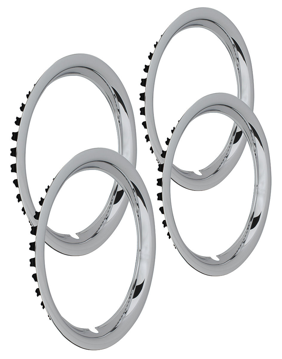 196477 Chevelle Wheel Trim Rings, Reproduction Stainless Rally Round Lip 15" X 6" (11/2" Deep