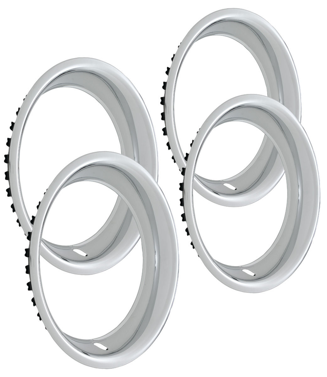 196477 El Camino Wheel Trim Rings, Reproduction Stainless Rally Round