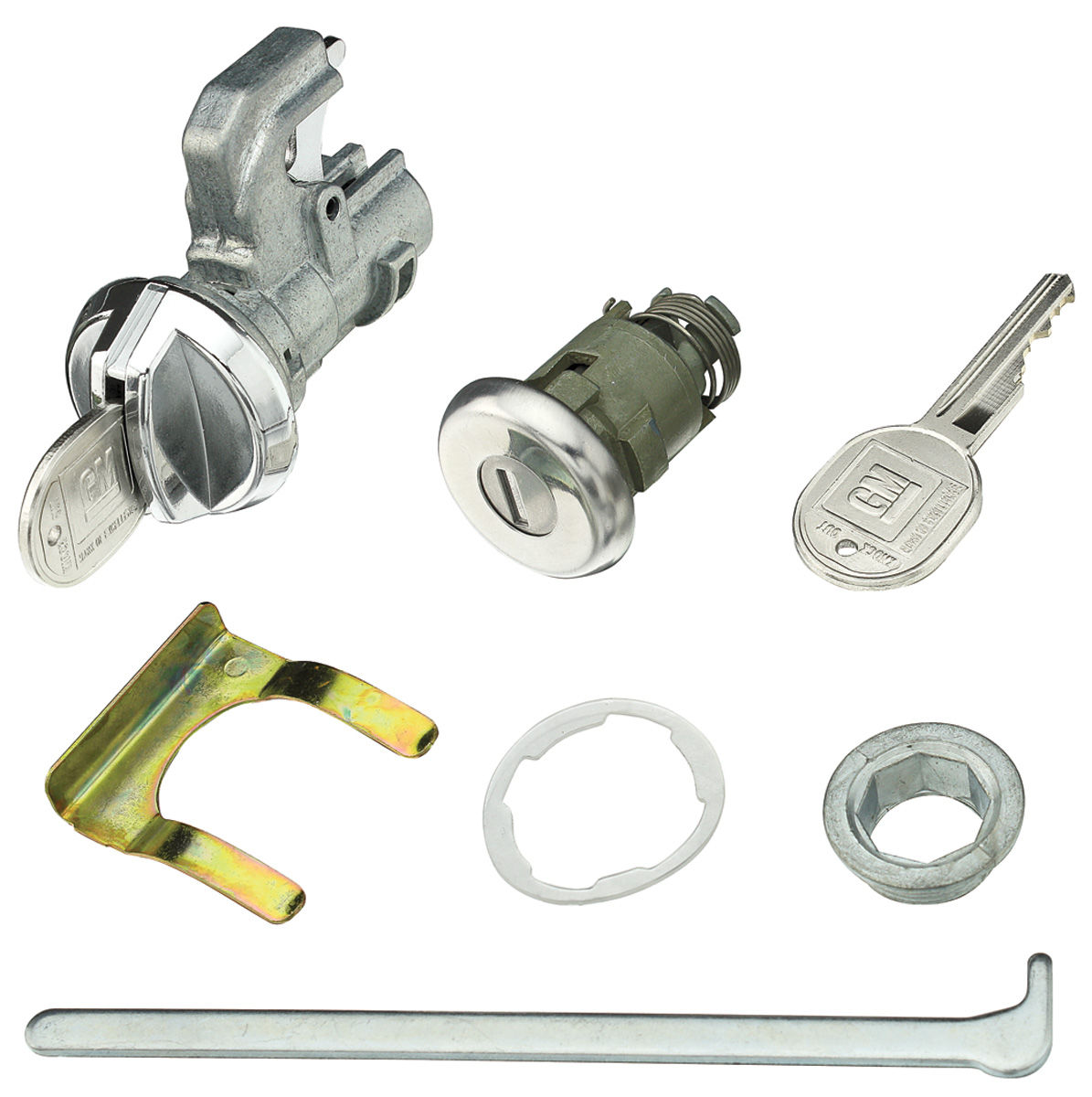 Chevelle Lock Set; Glove Box & Trunk (Matched Keys) With Case round