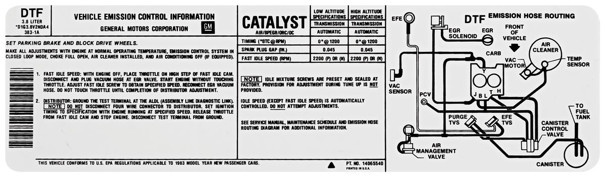 1977 el camino emission vacuum with quadrajet