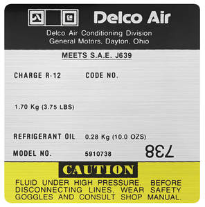 1981 Regal Decals Delco Ac Compressor 5910738 Opgi Com
