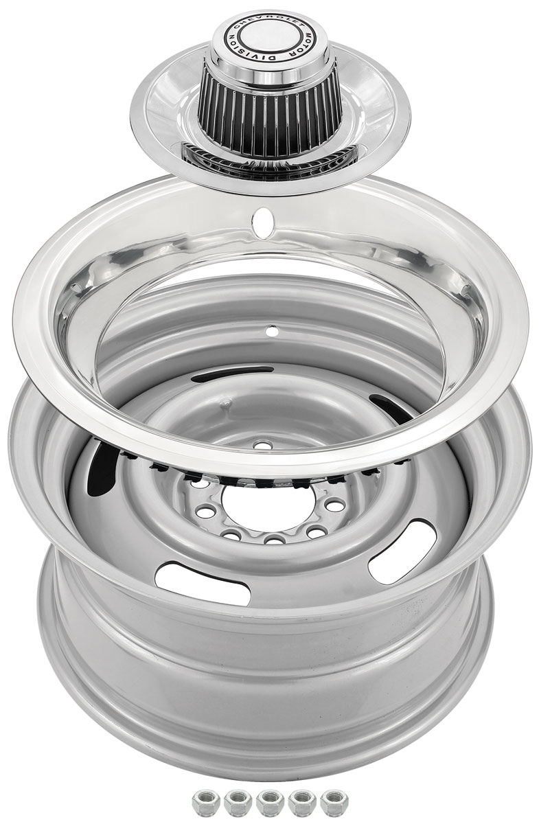 Chevelle Wheel Kits, Reproduction Rally 15" X 7" & 15" X 8" tall cap